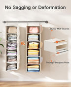 Pipishell Hanging Closet Organizer 6-Shelf, Hanging Shelves for Closet with 3 Removable Drawers & Side Pockets for Bedroom, G