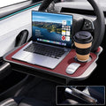 2-in-1 Car Steering Wheel Desk Tray & Car Seat Gap Filler Organizer - Silicone Look Table for Laptop, Eating Food, Writing -