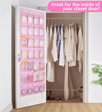 MISSLO Kids Over the Door Shoe Organizer Pink Hanging Shoe Rack Baby Toddler Hanging Shoe Organizer Cute Shoe Holder Girl Roo