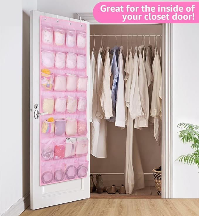 MISSLO Kids Over the Door Shoe Organizer Pink Hanging Shoe Rack Baby Toddler Hanging Shoe Organizer Cute Shoe Holder Girl Roo