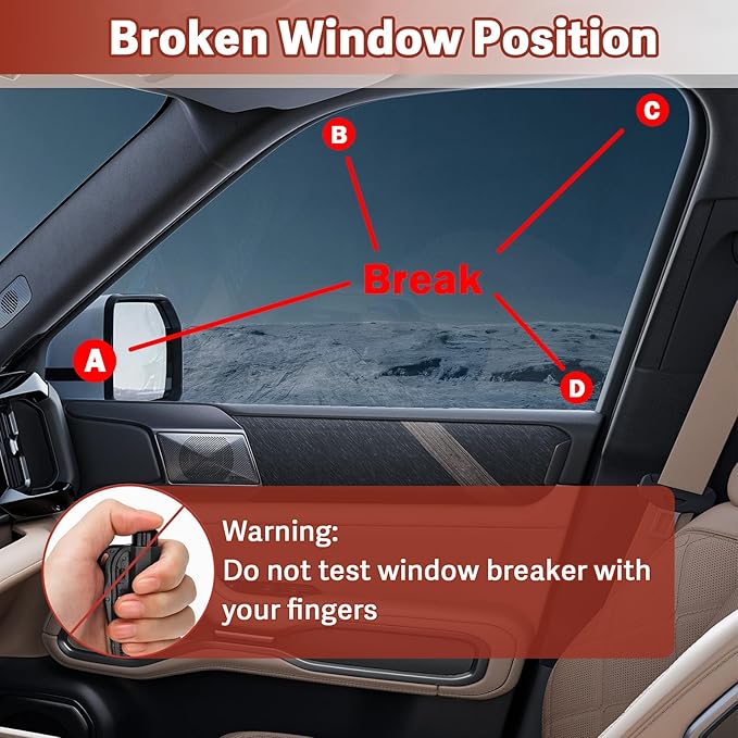 CARFIB Car Window Breaker Tool Keychain Seatbelt Cutter Emergency Escape Tools with Whistle Break Glass Seat Belt Cutters Res