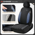 Coverado Seat Covers for Car, Leather Automotive Car Seat Covers 5 Seats, Mesh Breathable Auto Seat Protectors, Driver Seat C