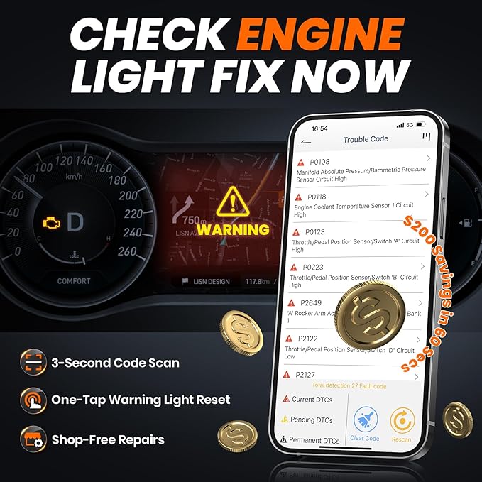 (Upgraded AD310) ANCEL AD310BT OBD2 Scanner Bluetooth - Check Engine Code Reader, Escaner Automotriz with Premium App On iOS