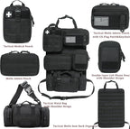 6 Pack Tactical Molle Car Seat Back Organizer - Tactical Vehicle Panel Organizer with 5 Detachable Molle Pouch,US Flag Patch