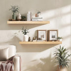 Floating Wall Shelves 30x6.8x1.7 Inch – Solid Wood Rustic Shelves in Natural Wood Finish – Wall Mounted Heavy Duty Display Sh
