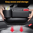 2 Packs Car Seat Gap Filler, Leather Car Seat Gap Organizer, Car Storage Box for Holding Phone, Sunglasses, Keys, Car Accessories fit Auto SUV Truck fit for Driver/Passenger Seat (Black)