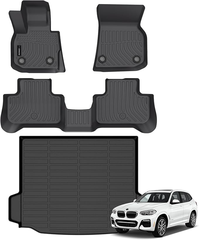 Auxko All Weather Floor Mats Cargo Mat Fit for BMW X3 2018-2024 TPE Liners Accessories for BMW X3 30i M40i X3M Car Mats (Not for X3 30e) Black