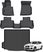 Auxko All Weather Floor Mats Cargo Mat Fit for BMW X3 2018-2024 TPE Liners Accessories for BMW X3 30i M40i X3M Car Mats (Not for X3 30e) Black