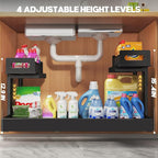 1 Pack-16"-26"W Expandable Under Sink Organizer With Upgrade Ball-Bearing Slide,2-Tier Pull Out Under Cabinet Organizer Heigh
