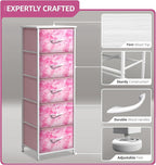 Sorbus Fabric Dresser for Kids Bedroom - Chest of 5 Drawers, Tall Storage Tower, Clothing Organizer, for Closet, for Playroom