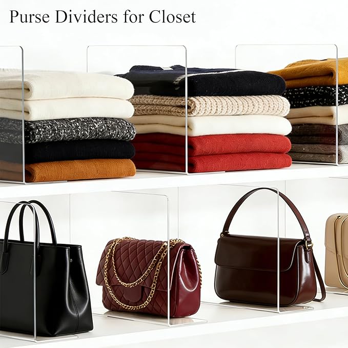 Acrylic Shelf Dividers for Closet Organization: 10" Tall Clear Closet Dividers for Shelves - Free-Standing Shelf Separators f