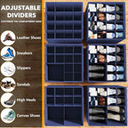 SpaceAid Shoe Organizer for Closet, 2 Pack Foldable Shoe Storage Containers Baskets Boxes Bins w/Adjustable Dividers, Fits 16