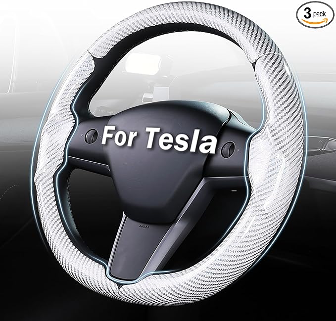 Steering Wheel Cover for Tesla Model 3 (2017-2023) / Model Y (2020-2024),Anti-Slip,Comfortable Grip, Breathable,Customized for Tesla Model 3/Y Accessories,Bright White