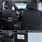Coverado Leather Seat Covers, Car Seat Covers Full Set, Waterproof Nappa Leather Car Seat Cover, Car Seat Protectors 5 Seats,
