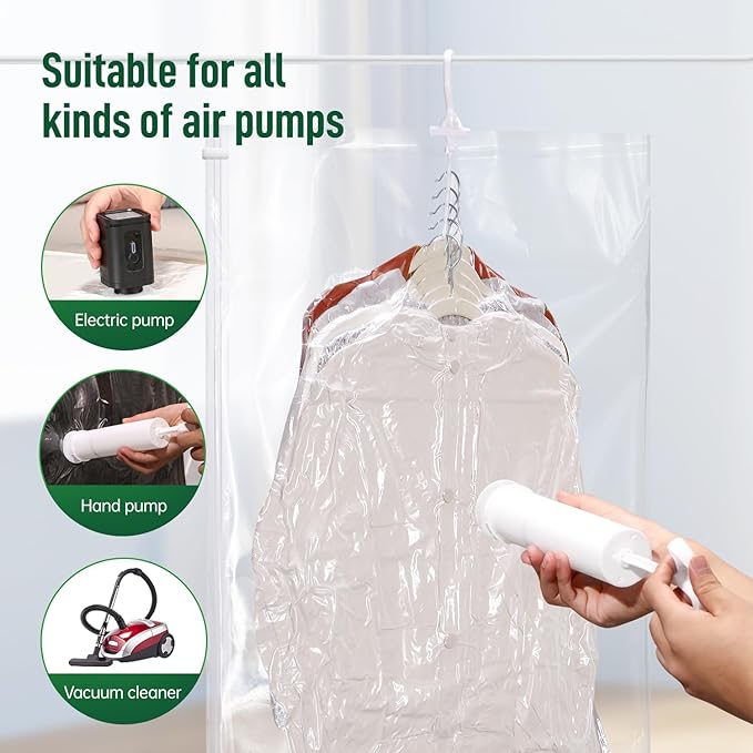 Hanging Vacuum Storage Bags For Clothes With Hand Pump,Coat Storage Bag Hanging,Vacuum Bags For Clothes,Space Saver Vacuum St