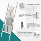 WTZ Bamboo Blanket Ladder, 5-Layer Towel Racks, Blanket Holder with Anti-Slip Construction Home Decor, Decorative Blanket, Qu