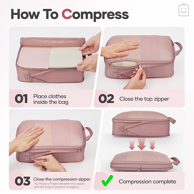 Veken 9/11 Set Compression Packing Cubes for Travel Essentials,Compressible Expandable Large Luggage Organizer Bags for Cloth