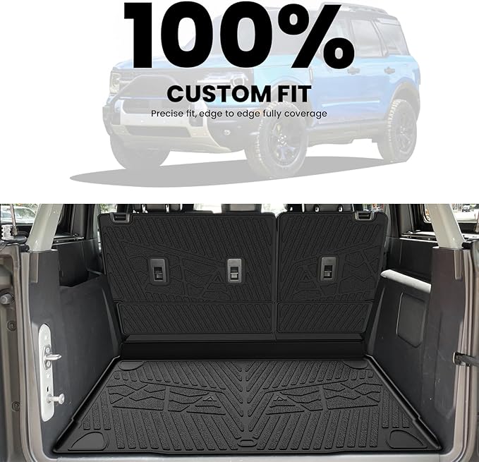 LASFIT Cargo Mat+Rear Back Seat Protector+Underfloor Storage Mat for Ford Bronco 4-Door 2021-2026 TPE All Weather Protection Liners Waterproof Backrest Mat Custom Fit Non-Slip Easy Clean