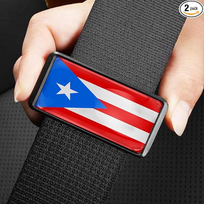 2PCS Puerto Rico Flag Car Seatbelt Adjuster car Universal Car Seat Belt Pads Cover for More Comfortable Driving, Seat Belt Shoulder Strap