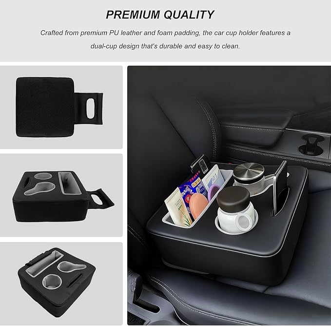 Sun Walker Back Seat Cup Holder for Car, Waterproof Rear Seat Organizer Expander Tray to Store Phone Drink Snack, Universal L