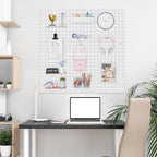 FZK Peg Board with Hooks, Plastic Pegboard Kit with 4 White Pegboards and Accessories, Peg Board Wall Organizer for Office an