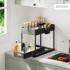 Under Sink Organizers and Storage, Bathroom Cabinet Organizer, Sink Shelf with Utility Hooks and Side Caddy for Under Cabinet