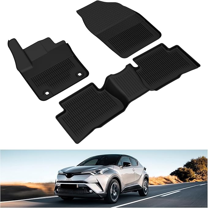 KIWI MASTER Floor Mats for 2018-2023 Toyota C-HR, OEM Replacement PT206-1C160-20, Custom Fit All Weather Car Mats, Heavy Duty TPE Floor Liners, Front & Rear 2 Row, Black
