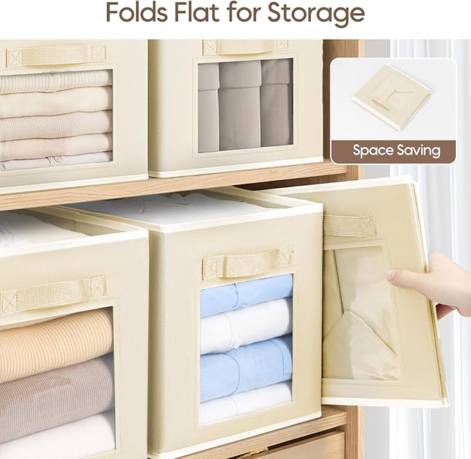 Homsorout Storage Baskets for Organizing - 6 Pack Cube Storge Bins, Foldable Storage Bins with Handle, Closet Organizers and 