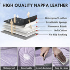 Coverado Seat Covers Full Set, Waterproof Nappa Leather Seat Covers for Cars, 5 Seats Universal Car Seat Protectors, Gray and