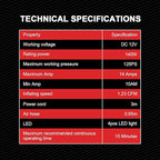 DNA Motoring 12 V 125 PSI LED Flash Light Air Pump Portable Air Compressor Inflator for Cars, Bikes and Balls (TOOLS-00083)