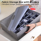 AARAINBOW Underwear Socks Ties Storage Organizer with Lids Foldable Closet Drawer Organizer 30 Cells, Fabric Wardrobe Divider