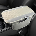 NBTEPEM Bling White Car Center Console Cover, Leather Car Arm Rest Cover with 2 Storage Bags, Universal Auto Armrest Protector Storage Box, Bling Accessories Interior for Most Vehicles