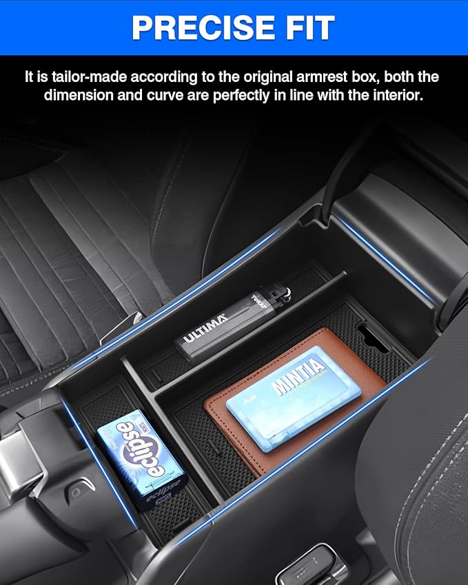 Autorder Center Console Organizer for 2023-2026 Honda HR-V HRV Accessories Armrest Storage Box Secondary Insert Tray with 2 Color Mats