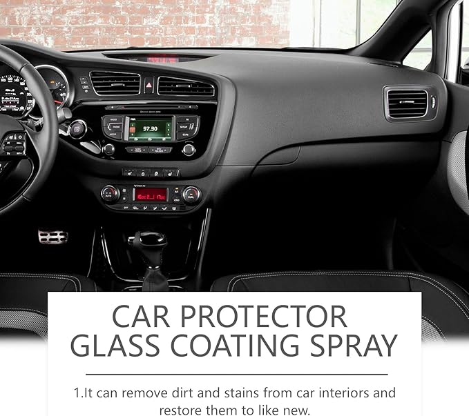 Car Protector Glass Coating Spray, Liquid Nano Formula, 9H Hardness, Water Repellent, 1 fl oz, with Multifunctional Wipe Clot