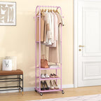 Kaitiemoo Heavy Duty Clothing Rack with Wheels,Modern Garment Rack with 3 Metal Shelves, 71.8Inches Display Rack for Hanging 