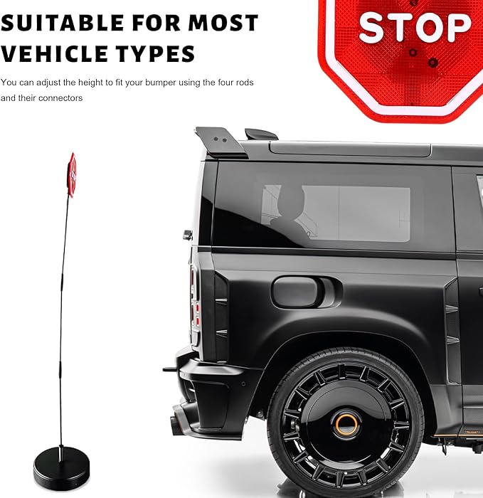 Parking Garage Flashing Stop Sign, Adjustable Height LED Garage Stopper with Flashing Warning Signal, Intelligent LED Stop Indicator Parking Sensor for Most Vehicles