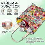 Car Trash Can, Cute Car Trash Bag, Hanging Car Organizer and Storage Bag, Trash Bin for Car Accessories, Vehicle, Travelling, Camping Cute Colorful Flowers
