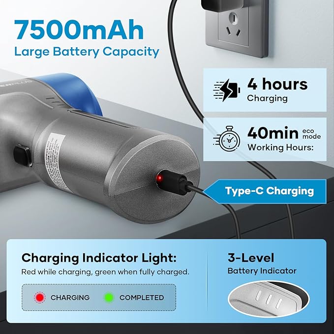 Mini Vacuum Cleaner, 3 in 1 Car Vacuum Cleaner High Power, 15000PA Powerful Suction, Air Duster, 7500mAh, Adjustable Small Va