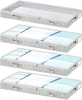 Low Profile Under Bed Storage, 3-Inch High Foldable Underbed Storage Bins with Lid & Zipper, No Structure, Super Slim Clothes