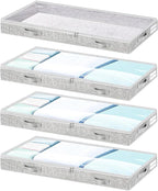 Low Profile Under Bed Storage, 3-Inch High Foldable Underbed Storage Bins with Lid & Zipper, No Structure, Super Slim Clothes