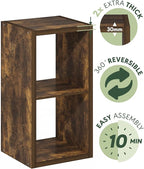 Furinno Cubicle Book Shelf, 2-Cube Bookshelf, Extra Thick Frame Horizontally & Vertically Reversible Bookcase with Open Back,