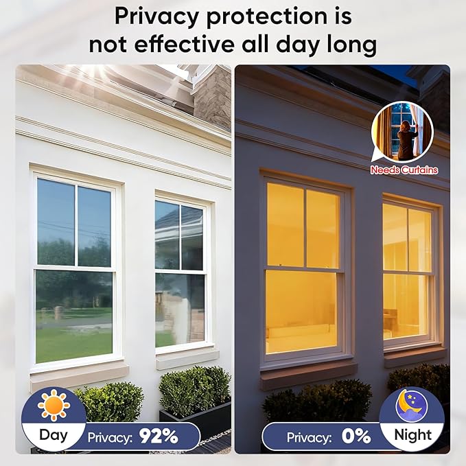 SUNBABY Window Tint for Home, One Way Privacy Film Heat & UV Blocking, Static Cling No Glue Renter Friendly Cover for Home Bedroom, Office & Sliding Glass Door, 35.4 x 78.7 Inch, 3 Tools, Blue