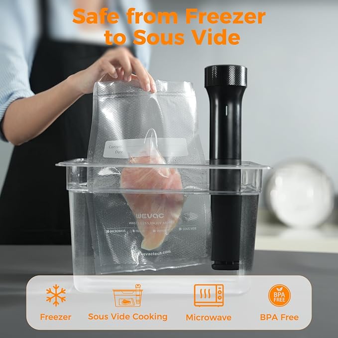 Wevac Vacuum Sealer Bags 8x50 Rolls 2 pack for Food Saver, Seal a Meal, Weston. Commercial Grade, BPA Free, Heavy Duty, Great