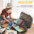 Compression Packing Cubes 8 Set, Dual Zipper Compression Packing Cubes for Travel, See-Through Mesh Packing Bags for Suitcase