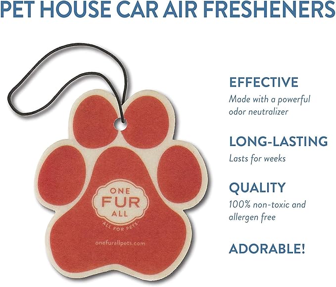 One Fur All Pet House Car Air Freshener - Fresh Citrus/Ruby Red Grapefruit Pack of 4 - Non-toxic Car Air Freshener - Pet-Frie