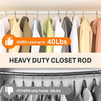 Closet Rod, Closet Rods for Hanging Clothes, 17 to 52 inch Adjustable Closet Hanging Rod, Heavy Duty Clothes Rod Clothing Bar