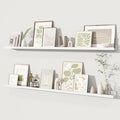 Fun Memories Picture Ledge Shelves Set of 2, 55 Inch Rustic Wall Mounted Floating Shelves with Lip for Home Storage and Décor