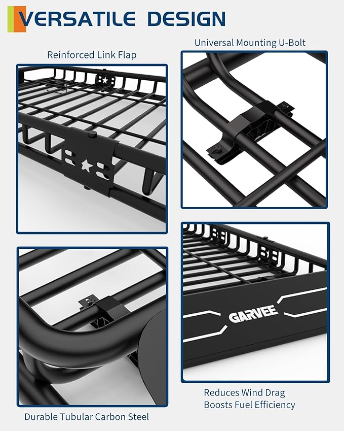 GarveeLife 84 in x 39 in Roof Rack Basket, 200 LBS Capacity Rooftop Cargo Carrier Basket with Extension Luggage Rack Heavy Duty for SUVs, Trucks, Vehicles