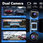 LAMTTO 9.26" Wireless Carplay and Android Auto with 2.5K Dash Cam, 1080P Backup Camera, Portable Touchscreen GPS Navigation f