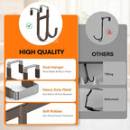 FYY Over The Door Hooks - 4 Pack Heavy Duty Dual-Hook Organizer Hanger with Non-Slip Rubber for Towels, Clothes, Hats & Bags 